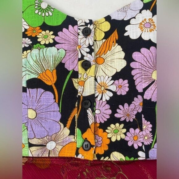 Maje 60s Mod Floral Crop Top Retro Psychedelic Daisy Print Bustier - Picture 4 of 13